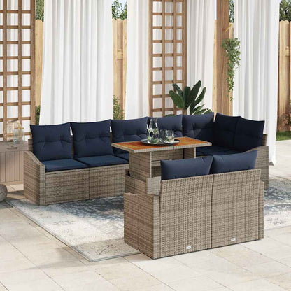 Set Divano da Giardino 9 pcs Grigio Poly Rattan | homemem39