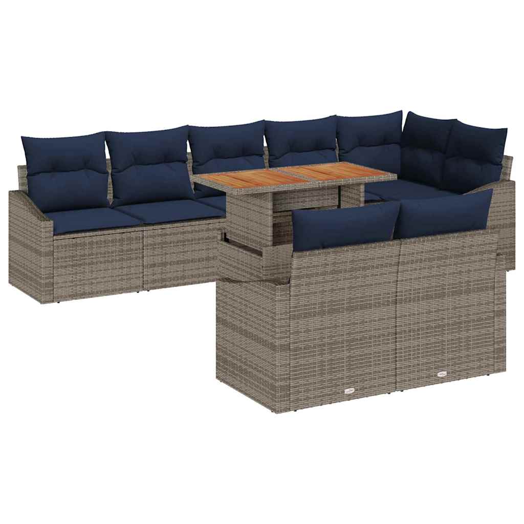 Set Divano da Giardino 9 pcs Grigio Poly Rattan | homemem39