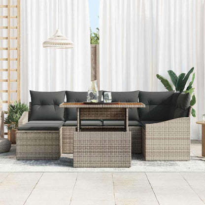 Set Divano da Giardino 7 pcs Grigio Poly Rattan - homemem39