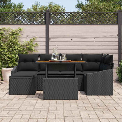 Set Divano da Giardino con archiviazione 7 pcs Nero Poly Rattan - homemem39