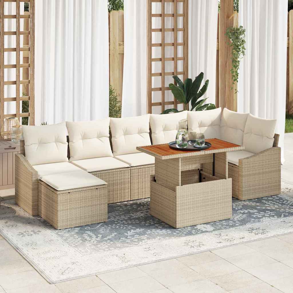 Set Divano da Giardino 8 pcs Beige Poly Rattan - homemem39