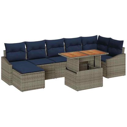 Set Divano da Giardino 8 pcs Grigio Poly Rattan | homemem39