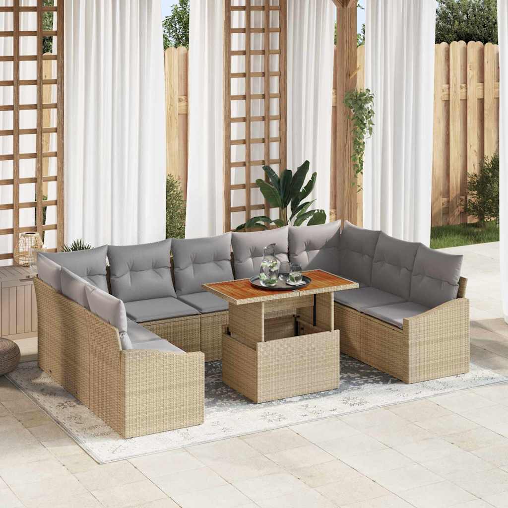 Set Divano da Giardino 10 pcs Beige Poly Rattan - homemem39