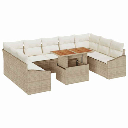 Set Divano da Giardino 10 pcs Beige Poly Rattan - homemem39