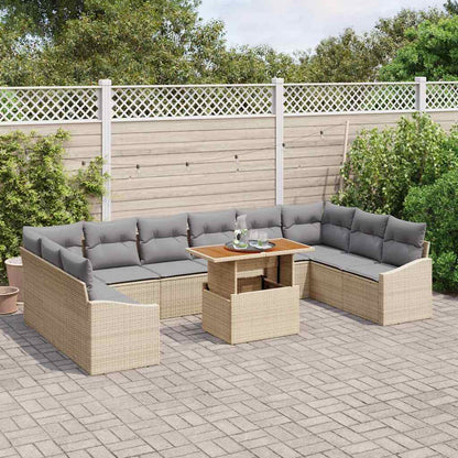 Set Divano da Giardino 11 pcs Beige Poly Rattan | homemem39