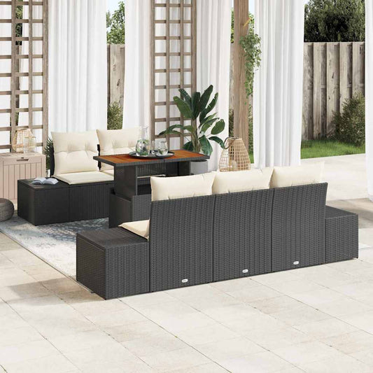 Set Divano da Giardino con archiviazione 6 pcs Nero Poly Rattan - homemem39
