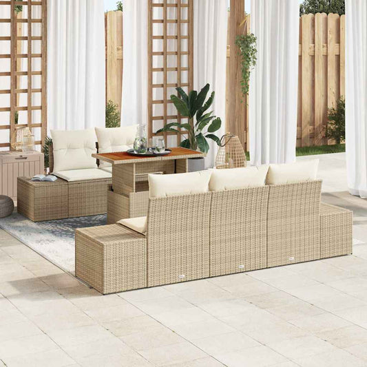 Set Divano da Giardino 6 pcs Beige Poly Rattan - homemem39