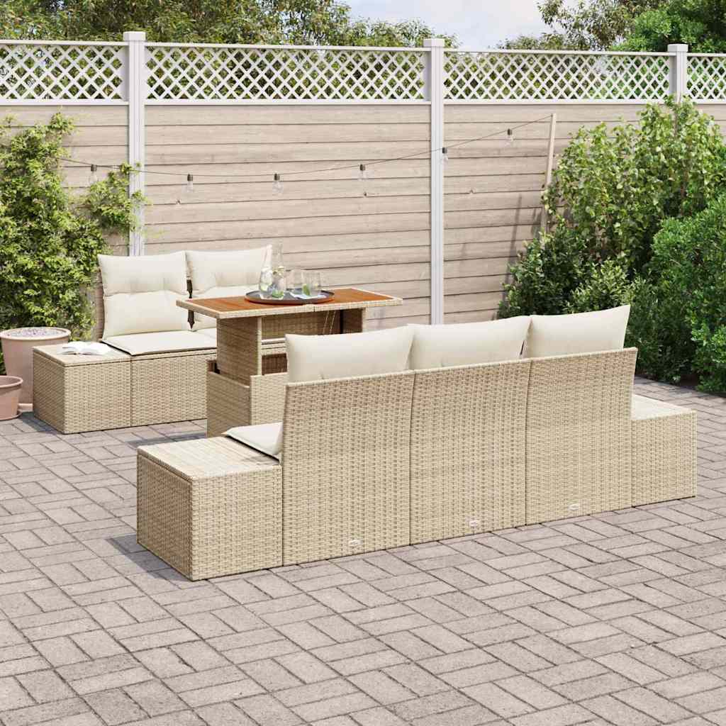 Set Divano da Giardino 6 pcs Beige Poly Rattan - homemem39