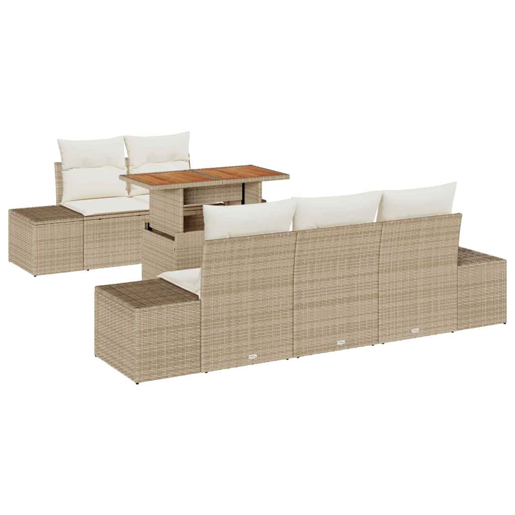 Set Divano da Giardino 6 pcs Beige Poly Rattan - homemem39