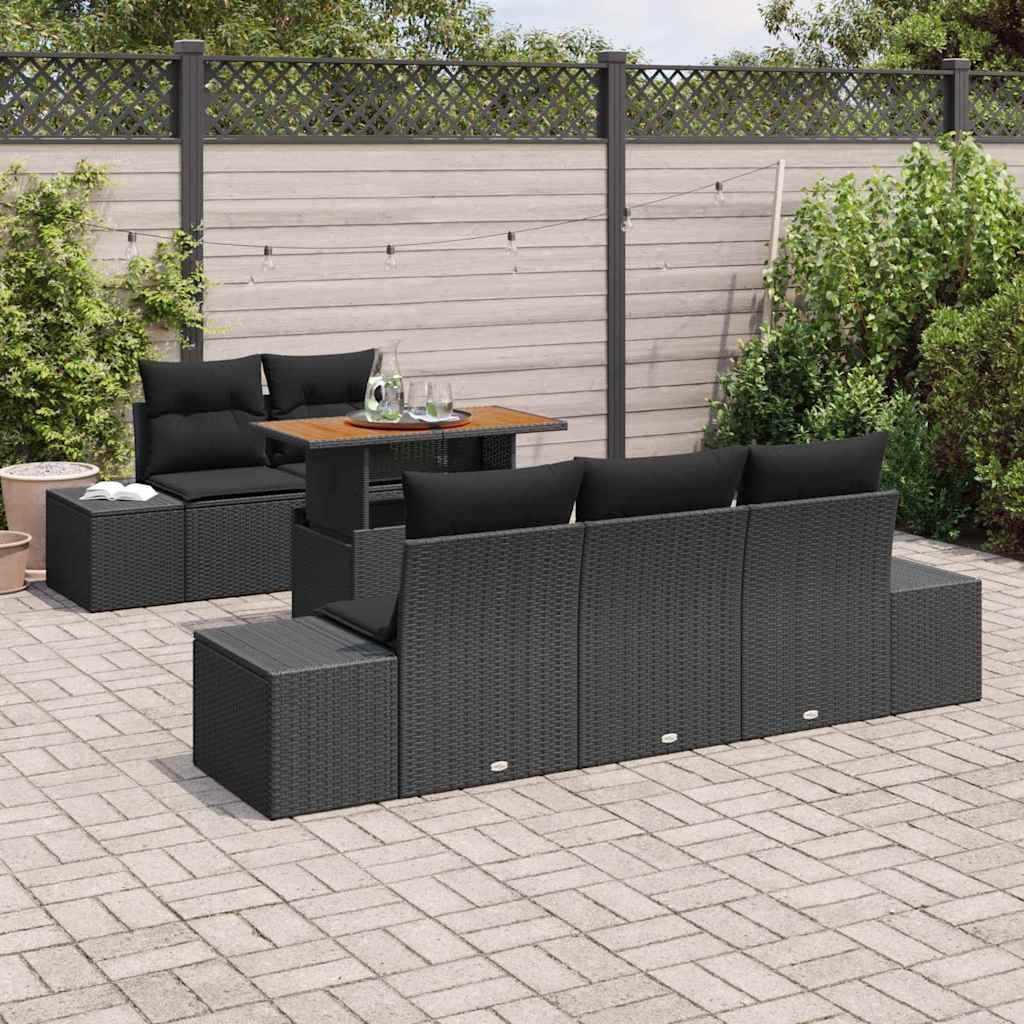 Set Divano da Giardino con archiviazione 6 pcs Nero Poly Rattan - homemem39