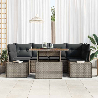 Set Divano da Giardino 7 pcs Grigio Poly Rattan - homemem39