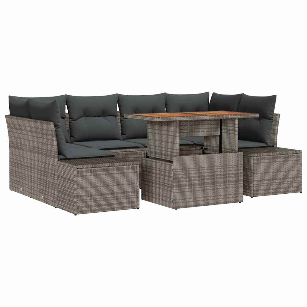 Set Divano da Giardino 7 pcs Grigio Poly Rattan - homemem39