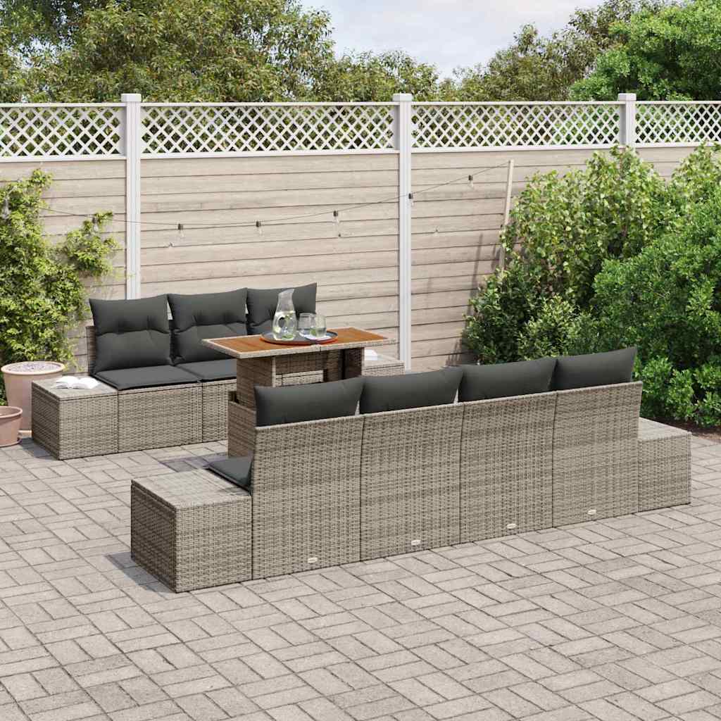 Set Divano da Giardino 8 pcs Grigio Poly Rattan - homemem39