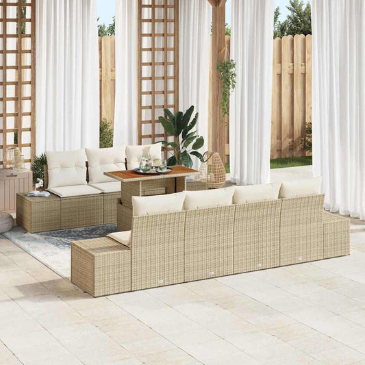Set Divano da Giardino 8 pcs Beige Poly Rattan - homemem39