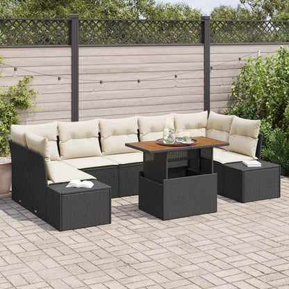 Set Divano da Giardino con archiviazione 8 pcs Nero Poly Rattan - homemem39