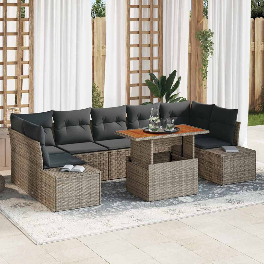 Set Divano da Giardino 8 pcs Grigio Poly Rattan - homemem39