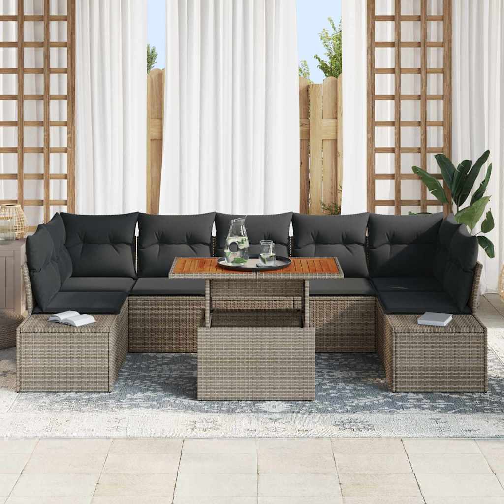 Set Divano da Giardino 8 pcs Grigio Poly Rattan - homemem39