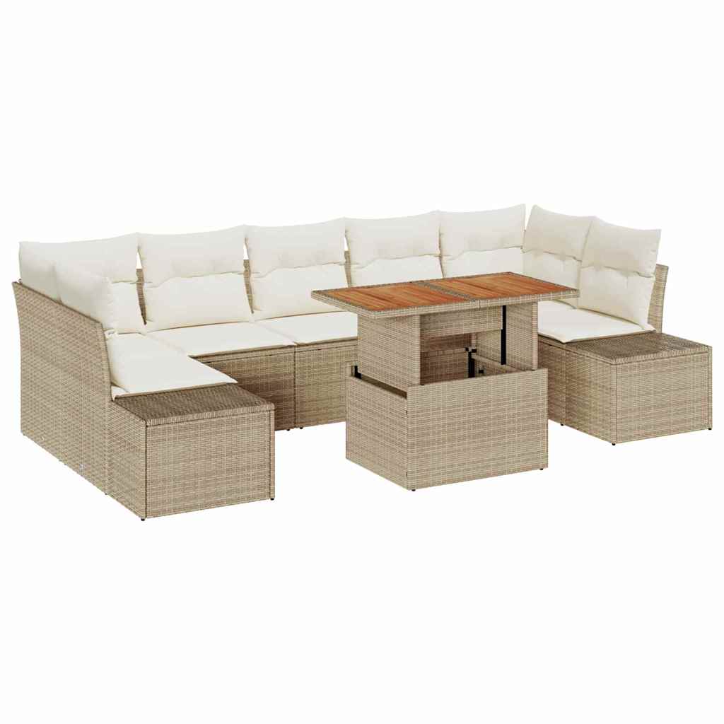 Set Divano da Giardino 8 pcs Beige Poly Rattan