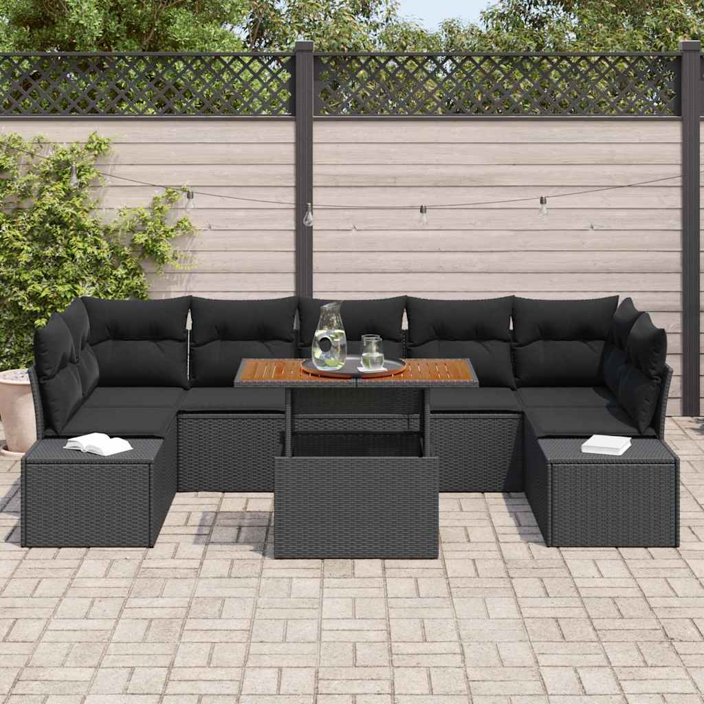 Set Divano da Giardino con archiviazione 8 pcs Nero Poly Rattan - homemem39