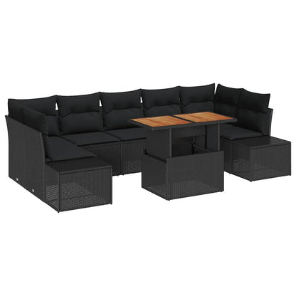 Set Divano da Giardino con archiviazione 8 pcs Nero Poly Rattan - homemem39