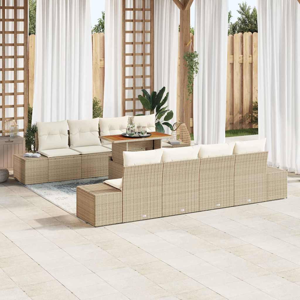 Set Divano da Giardino 9 pcs Beige Poly Rattan - homemem39