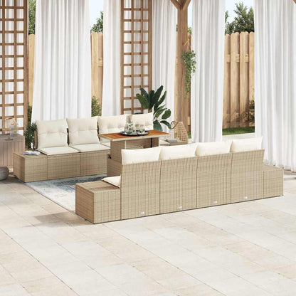 Set Divano da Giardino 9 pcs Beige Poly Rattan - homemem39