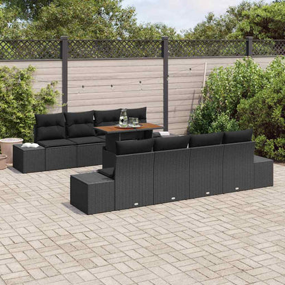 Set Divano da Giardino con archiviazione 9 pcs Nero Poly Rattan - homemem39