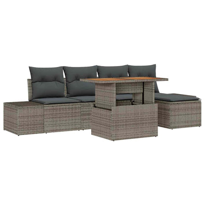 Set Divano da Giardino 6 pcs Grigio Poly Rattan - homemem39