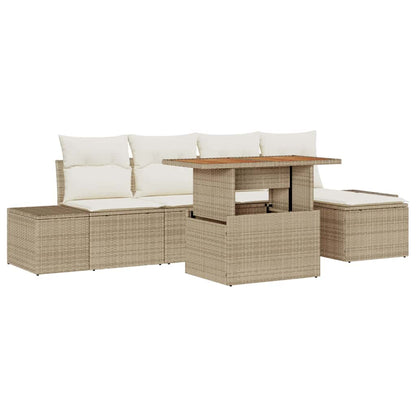 Set Divano da Giardino 6 pcs Beige Poly Rattan - homemem39