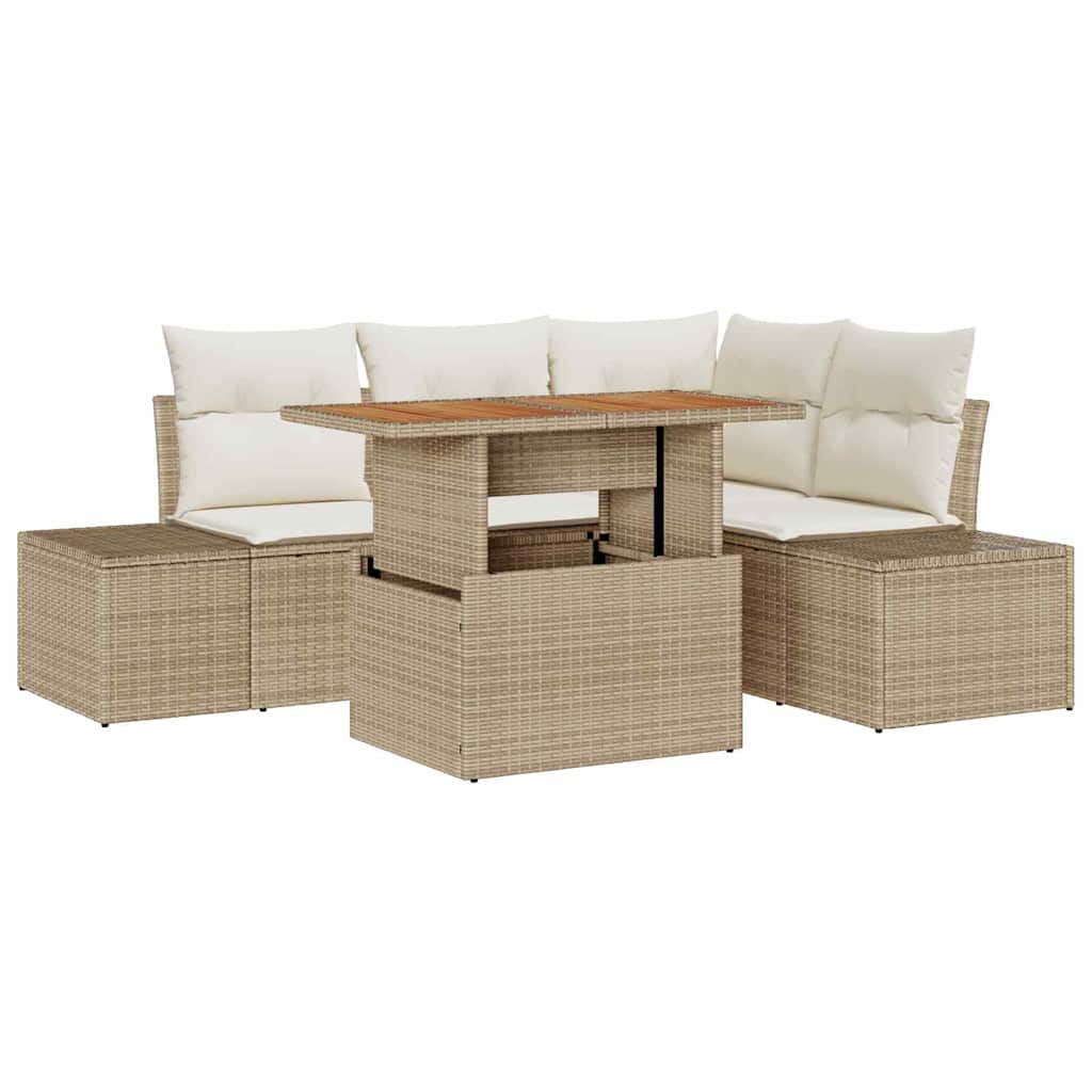 Set Divano da Giardino 5 pcs Beige Poly Rattan - homemem39