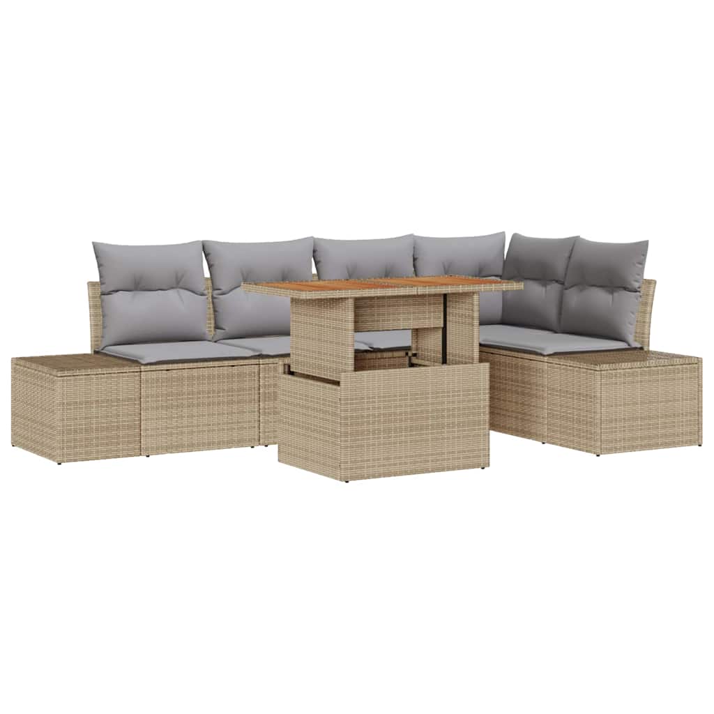 Set Divano da Giardino 6 pcs Beige Poly Rattan - homemem39