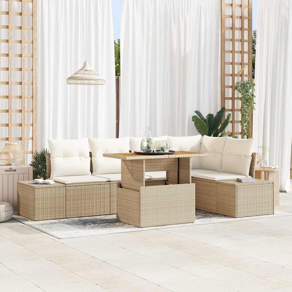 Set Divano da Giardino 6 pcs Beige Poly Rattan - homemem39
