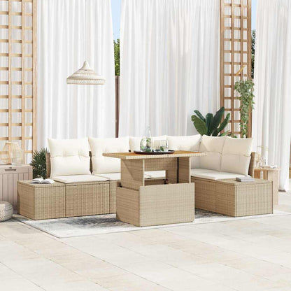 Set Divano da Giardino 6 pcs Beige Poly Rattan - homemem39