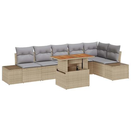 Set Divano da Giardino 7 pcs Beige Poly Rattan - homemem39