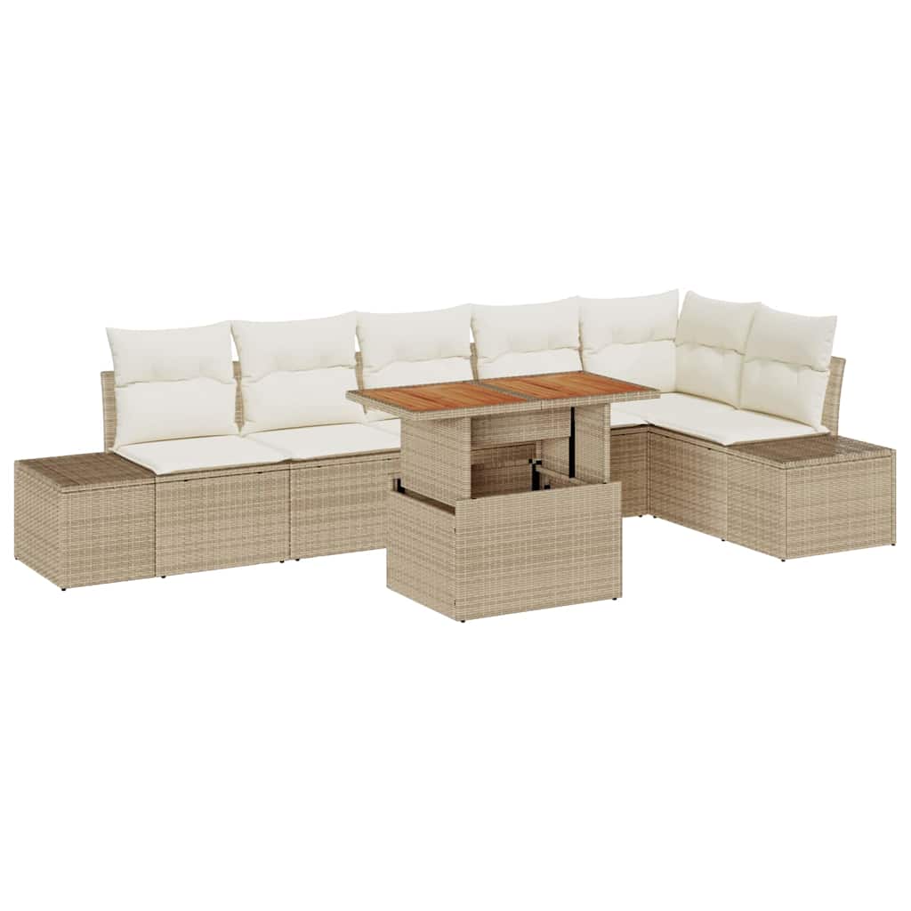 Set Divano da Giardino 7 pcs Beige Poly Rattan - homemem39
