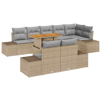Set Divano da Giardino 9 pcs Beige Poly Rattan | homemem39