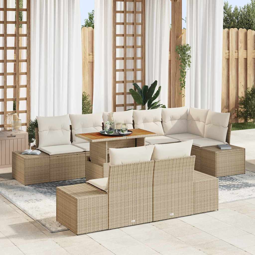 Set Divano da Giardino 9 pcs Beige Poly Rattan - homemem39