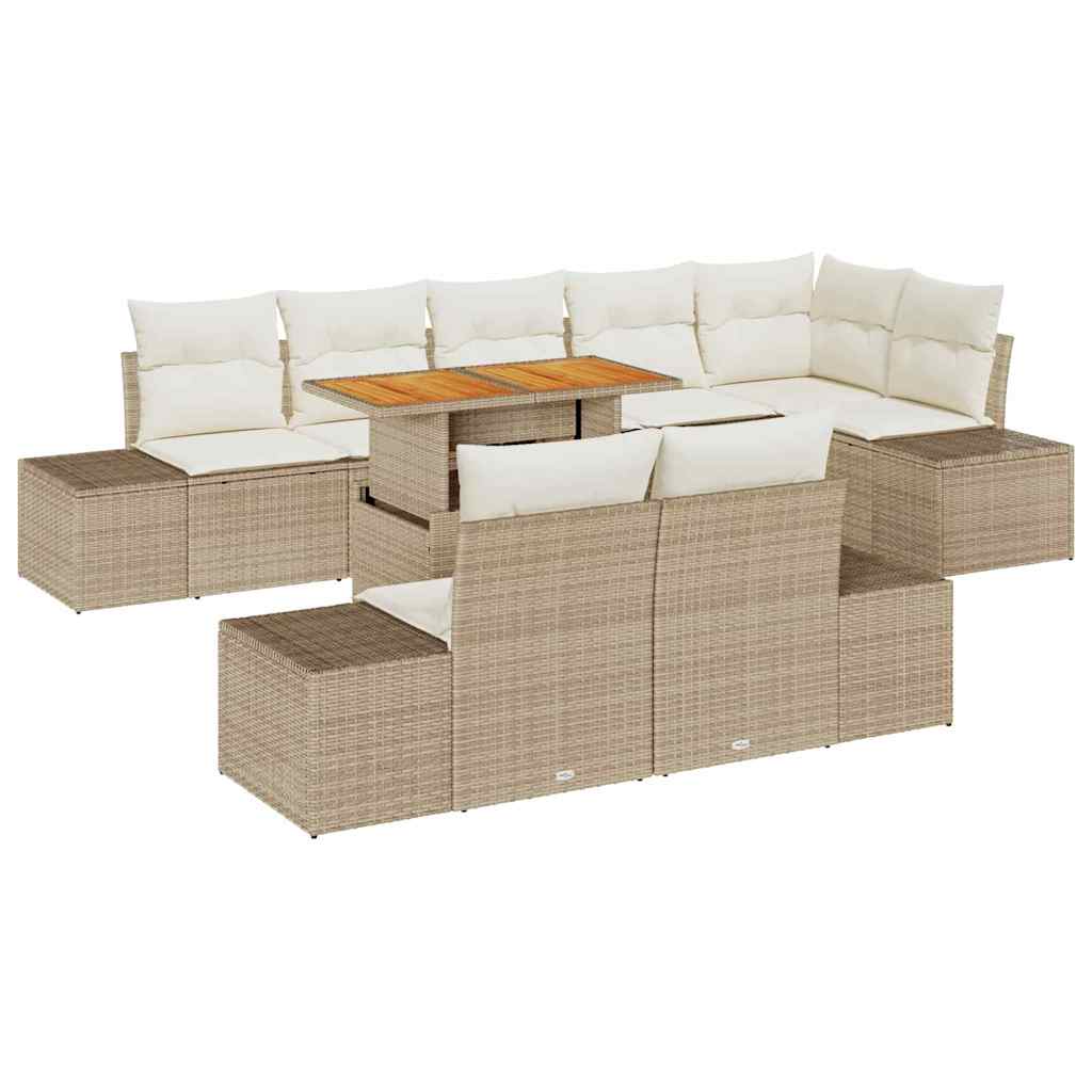 Set Divano da Giardino 9 pcs Beige Poly Rattan - homemem39