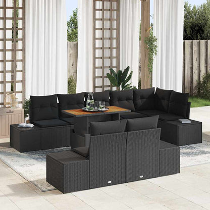 Set Divano da Giardino con archiviazione 9 pcs Nero Poly Rattan | homemem39