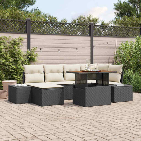 Set Divano da Giardino con archiviazione 7 pcs Nero Poly Rattan - homemem39