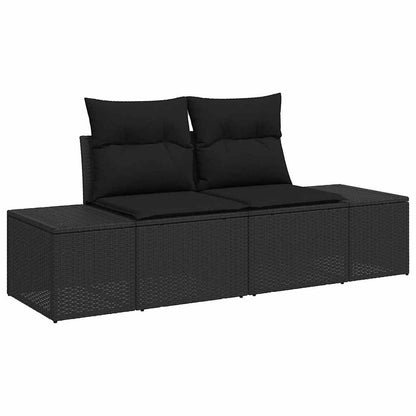 Set Divano da Giardino con archiviazione 7 pcs Nero Poly Rattan - homemem39