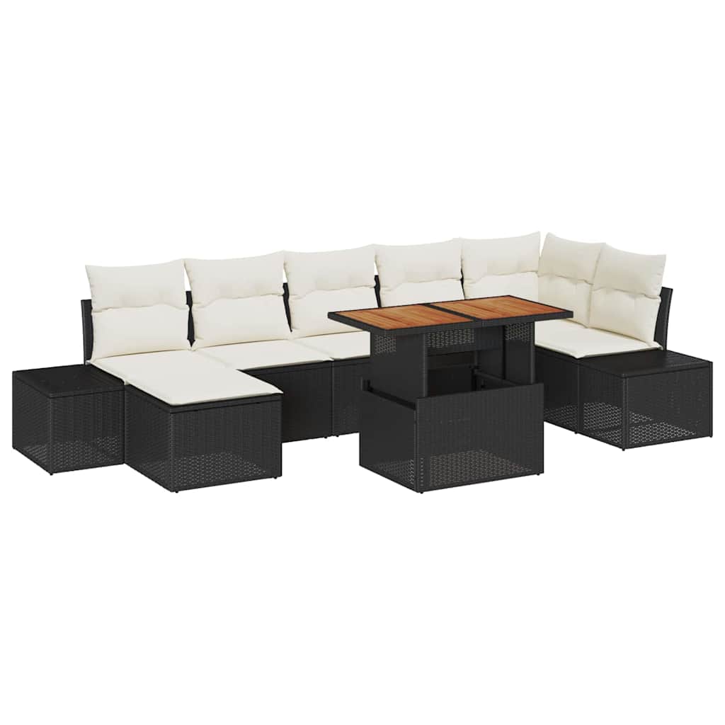 Set Divano da Giardino con archiviazione 8 pcs Nero Poly Rattan - homemem39