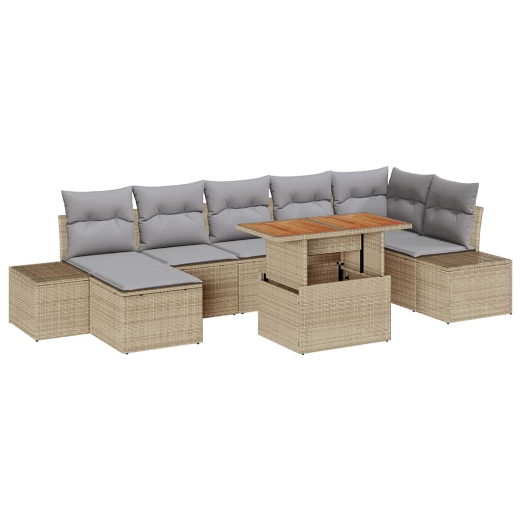 Set Divano da Giardino 8 pcs Beige Poly Rattan | homemem39