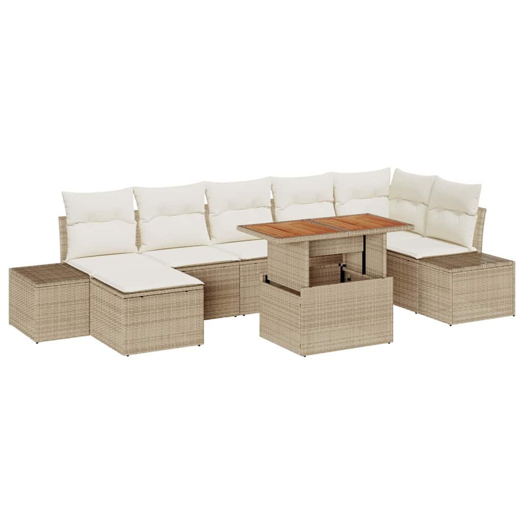 Set Divano da Giardino 8 pcs Beige Poly Rattan - homemem39