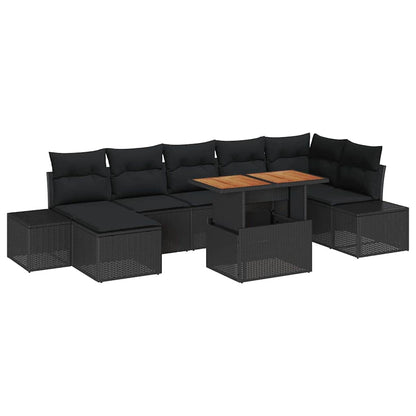 Set Divano da Giardino con archiviazione 8 pcs Nero Poly Rattan | homemem39