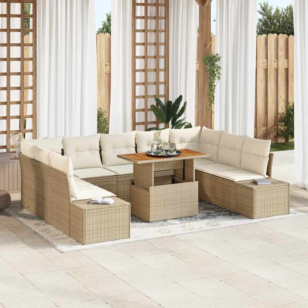 Set Divano da Giardino 10 pcs Beige Poly Rattan - homemem39