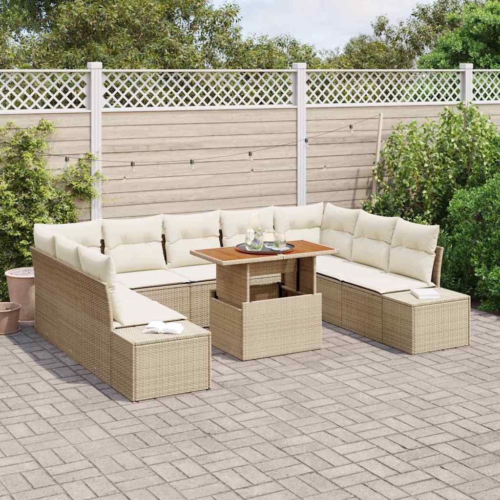 Set Divano da Giardino 10 pcs Beige Poly Rattan - homemem39