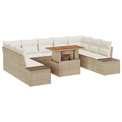 Set Divano da Giardino 10 pcs Beige Poly Rattan - homemem39