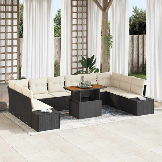 Set Divano da Giardino 11 pcs Nero Poly Rattan - homemem39