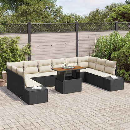 Set Divano da Giardino 11 pcs Nero Poly Rattan - homemem39